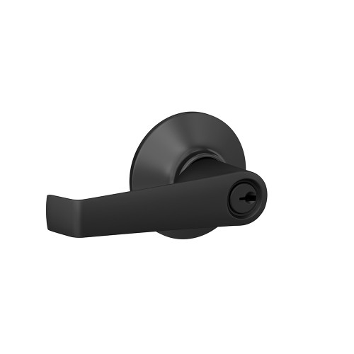 Schlage F51AELA622 Matte Black Keyed Entry Elan Style Lever