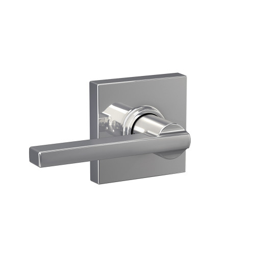 Schlage F10LAT625COL Polished Chrome Passage Latitude Style Lever with Collins Rose