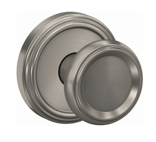 Schlage FC21OFM619IND Offerman Knob with Indy Rose Passage and Privacy Lock Satin Nickel Finish