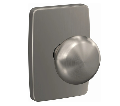 Schlage FC172PLY619GEE Plymouth Knob with Greene Rose Non Turning Dummy Lock Satin Nickel Finish