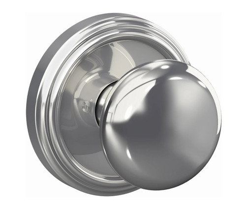 Schlage FC172PLY625IND Plymouth Knob with Indy Rose Non Turning Dummy Lock Polished Chrome Finish