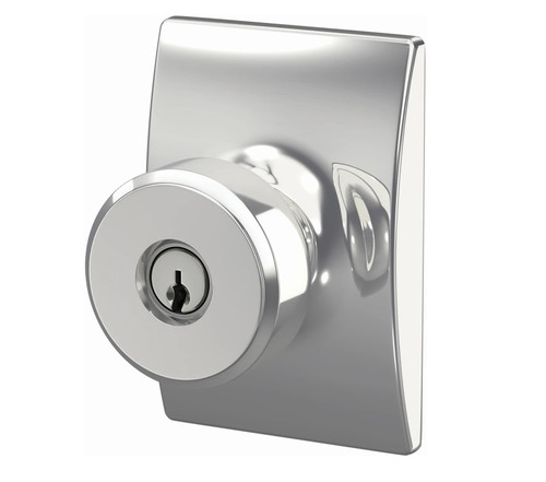 Schlage F51ASWA625CEN Polished Chrome Keyed Entry Swanson Style Knob with Century Rose