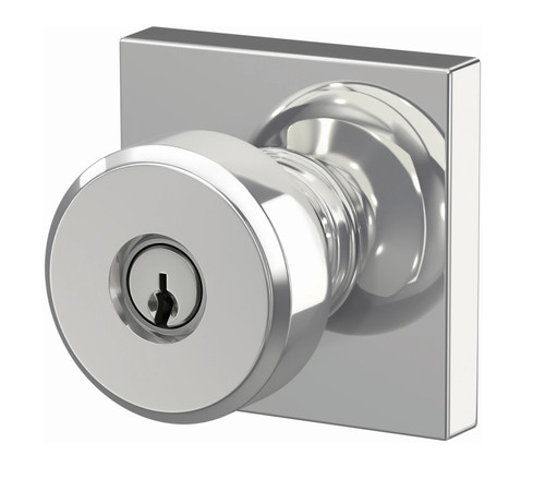 Schlage F51ASWA625COL Polished Chrome Keyed Entry Swanson Style Knob with Collins Rose