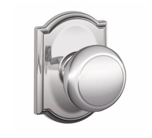 Schlage F170AND625CAM Bright Chrome Dummy Andover Style Knob with Camelot Rose