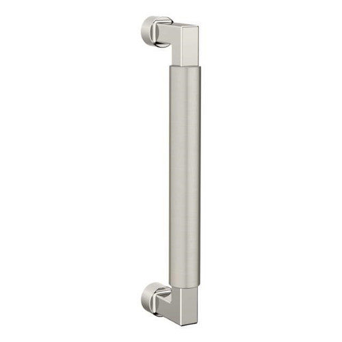 Baldwin 2579M10 8" Contemporary Door Pull with Lifetime Satin Nickel Pull Grip On The Lifetime Bright Nickel Finish
