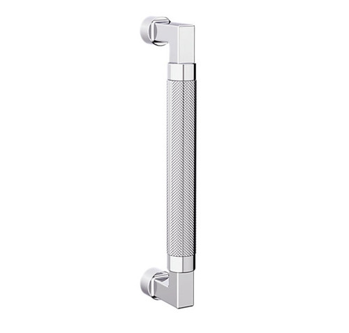 Baldwin 2580260 8" Contemporary Knurled Grip Door Pull Polished Chrome Finish