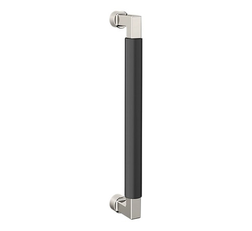 Baldwin 2581M01 10" Contemporary Door Pull with Satin Black Pull Grip On The Lifetime Bright Nickel Finish