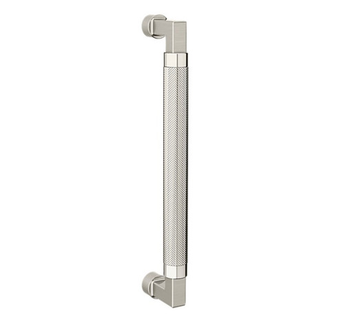 Baldwin 2582M09 10" Contemporary Knurled Grip Door Pull with Lifetime Bright Nickel Pull Grip On The Lifetime Satin Nickel Finish