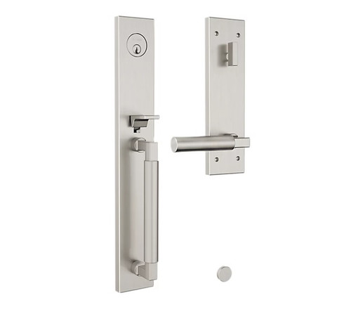 Baldwin 85316056RENT Gramercy Full Escutcheon Tubular Right Hand Single Cylinder Handleset Lifetime Satin Nickel Finish