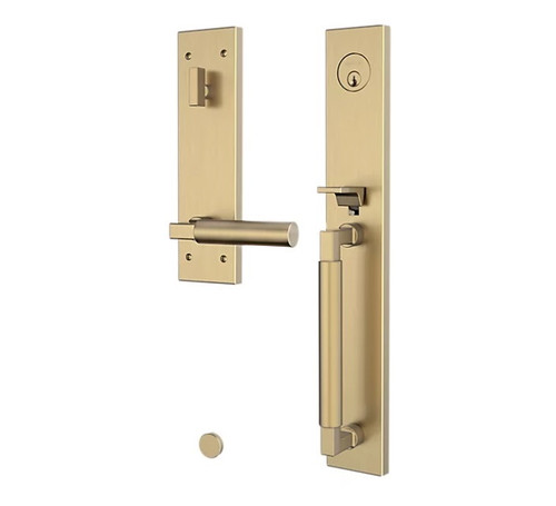 Baldwin 85316044LFD Gramercy Full Escutcheon Tubular Left Hand Dummy Handleset Lifetime Satin Brass Finish