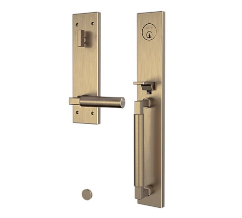 Baldwin 85316050LFD Gramercy Full Escutcheon Tubular Left Hand Dummy Handleset Satin Brass & Black Finish