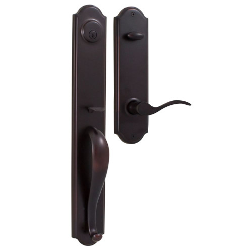 Weslock L6641-1U1SL2D Philbrook Single Cylinder Handle set with Left Hand Bordeau lever in the Oil Rubbed Bronze Finish
