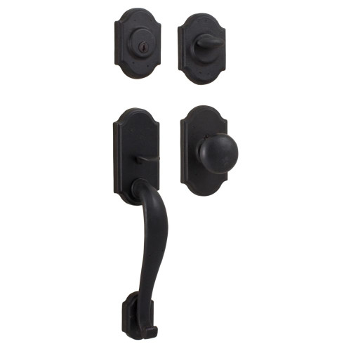 Weslock 07625-2F2SL2D Castletown Single Cylinder Handle set with Wexford Knob in the Black finish