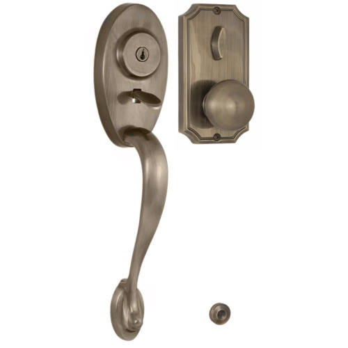 Weslock 01441-AIASL2D Lexington 1400 Series Panic Proof Entry with Interior Impresa Knob Antique Brass Finish