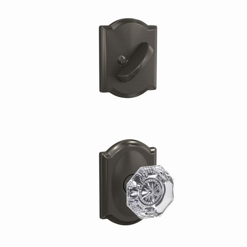 Schlage FC94ALX530CAM Alexandria Knob with Camelot Rose Black Stainless Dummy Handleset (Interior Side Only)