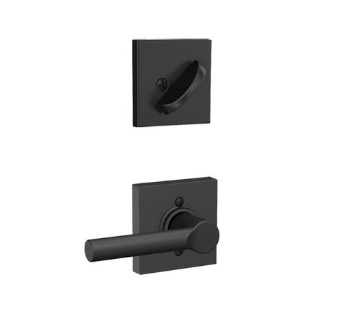 Schlage F59BRW622COL Matte Black Broadway Lever and Deadbolt with Collins Rose (Interior Half Only)