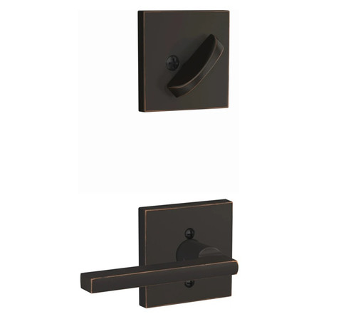 Schlage F59LAT716COL Aged Bronze Latitude Lever and Deadbolt with Collins Rose (Interior Half Only)