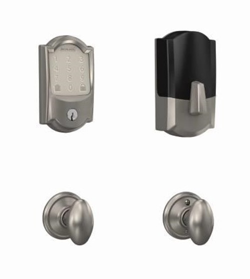 Schlage Residential BE489WBCCAM619-F10SIE619 Camelot Encode Smart Wifi Deadbolt with Siena Knob Satin Nickel Finish