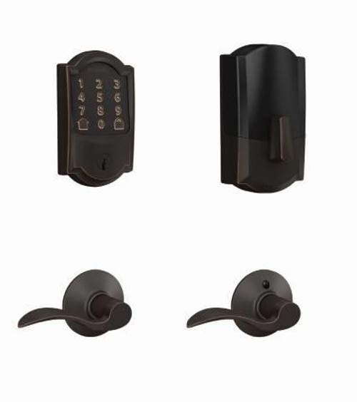 Schlage Residential BE489WBCCAM716-F10ACC716 Camelot Encode Smart Wifi Deadbolt with Accent Lever Aged Bronze Finish