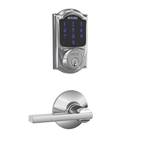 Schlage FBE469ZPCAM625LAT Polished Chrome Camelot Touch Pad Electronic Deadbolt with Z-Wave Technology and Latitude Lever