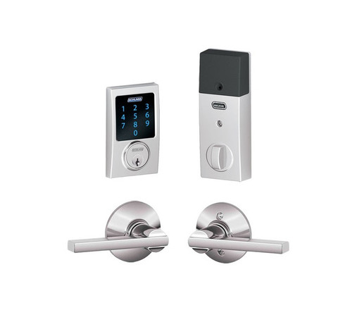 Schlage FBE469ZPCEN625LAT Polished Chrome Century Touch Pad Electronic Deadbolt with Z-Wave Technology and Latitude Lever