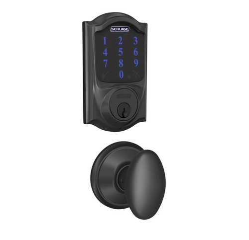 Schlage FBE468ZPCAM622SIE Matte Black Camelot Touch Pad Electronic Deadbolt with Z-Wave Technology and Siena Knob