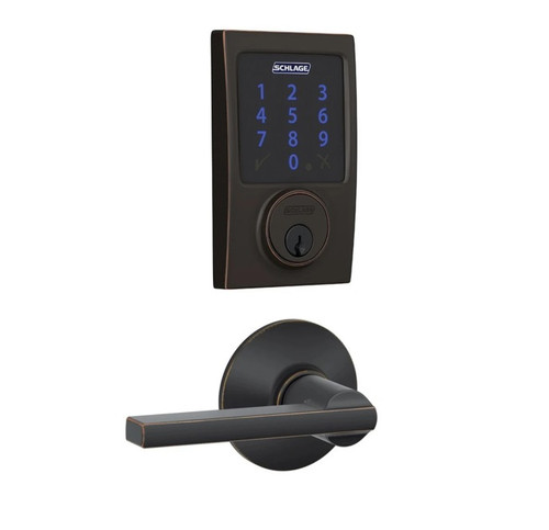 Schlage FBE468ZPCEN716LAT Aged Bronze Century Touch Pad Electronic Deadbolt with Z-Wave Technology and Latitude Lever