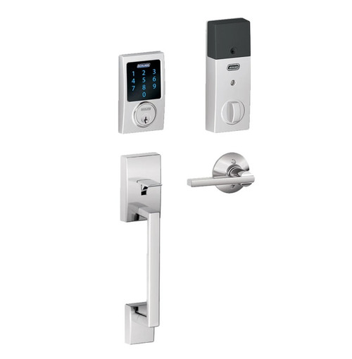Schlage FE468ZPCEN625LAT Polished Chrome Century Touch Pad Electronic Deadbolt with Z-Wave Technology and Century Handleset with Latitude Lever