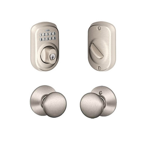 Schlage BE365PLY619-F10PLY619 Satin Nickel Plymouth Keypad Deadbolt with Plymouth Knob