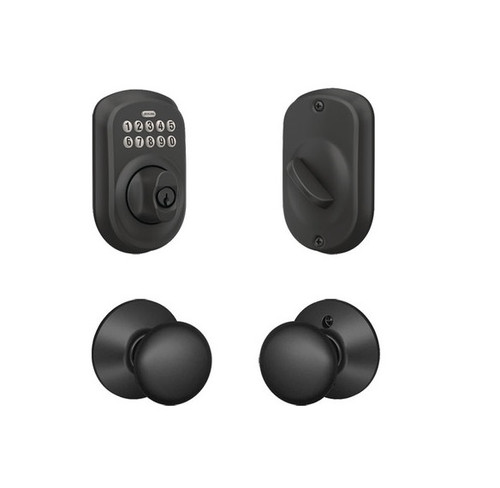 Schlage BE365PLY622-F10PLY622 Matte Black Plymouth Keypad Deadbolt with Plymouth Knob