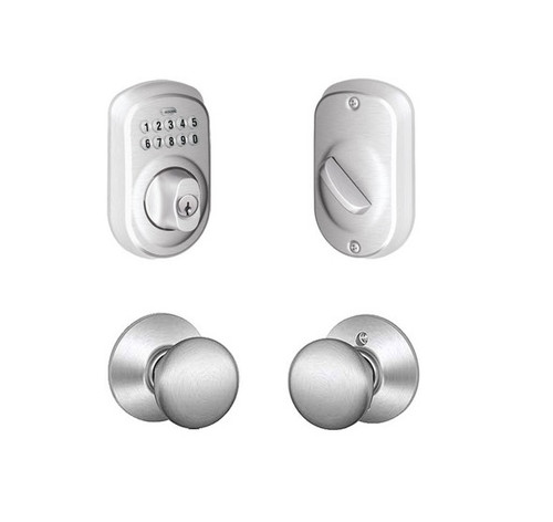 Schlage BE365PLY626-F10PLY626 Satin Chrome Plymouth Keypad Deadbolt with Plymouth Knob
