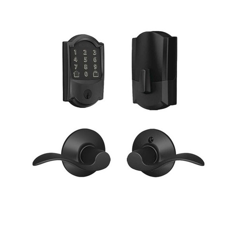 Schlage Residential BE489WBCCAM622-F10ACC622 Camelot Encode Smart Wifi Deadbolt with Accent Lever Matte Black Finish