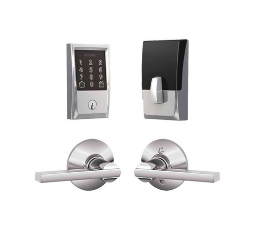 Schlage Residential BE489WBCCEN625-F10LAT625 Century Encode Smart Wifi Deadbolt with Latitude Lever Polished Chrome Finish