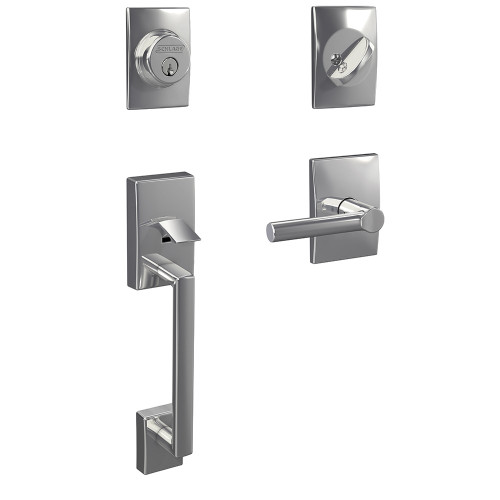 Schlage FC60CEN625BRWCEN Century Single Cylinder Handleset with Broadway Lever and Century Rose Polished Chrome