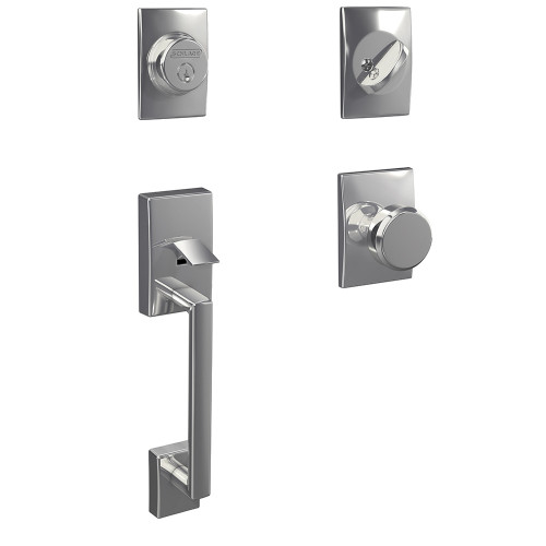 Schlage FC93CEN625BWECEN Century Dummy Handleset with Bowery Knob and Century Rose Polished Chrome