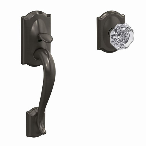 Schlage Custom FC285CAM530ALXCAM Camelot with Alexandria Knob with Camelot Rose Bottom Half Handleset Black Stainless Finish