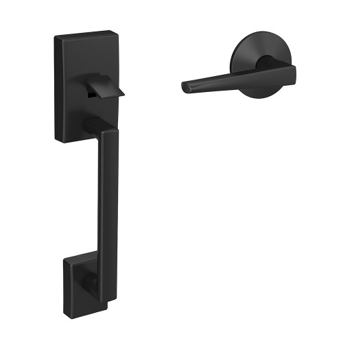 Schlage Custom FC285CEN622ELRKIN Century with Eller Lever with Kinsler Rose Bottom Half Handleset Matte Black Finish