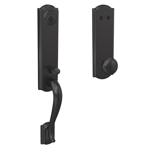 Schlage FCT93CAM622PLYCAM Camelot Dummy Handleset with Plymouth Knob and Camelot Rose Matte Black