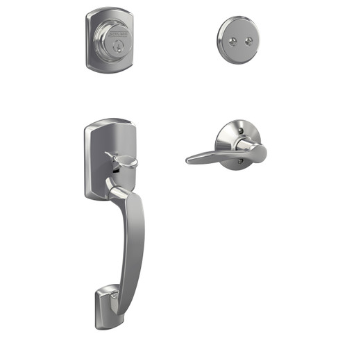 Schlage Residential F93GRW625DELRH Right Hand Greenwich with Delfayo Lever Dummy Handleset and Trim Bright Chrome Finish