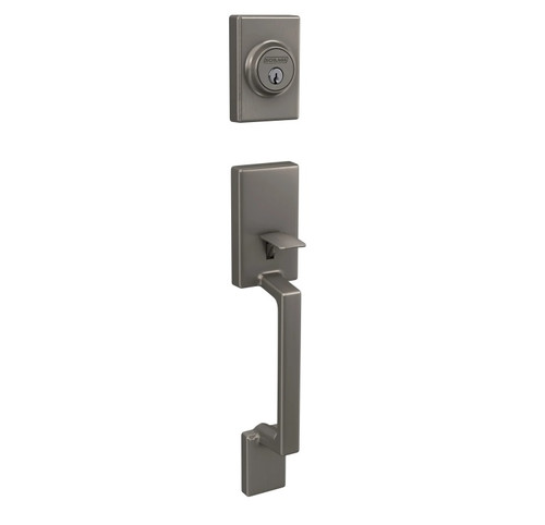 Schlage JH60SUT619SOLCOL Satin Nickel Sutton Handle Set with Solstice Style Lever and Collins Rose