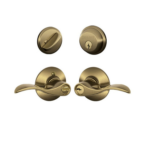 Schlage Residential FB50ACC609 Accent Lever Combo Pack Antique Brass Finish