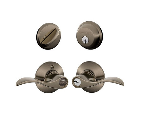 Schlage Residential FB50ACC620 Accent Lever Combo Pack Antique Pewter Finish
