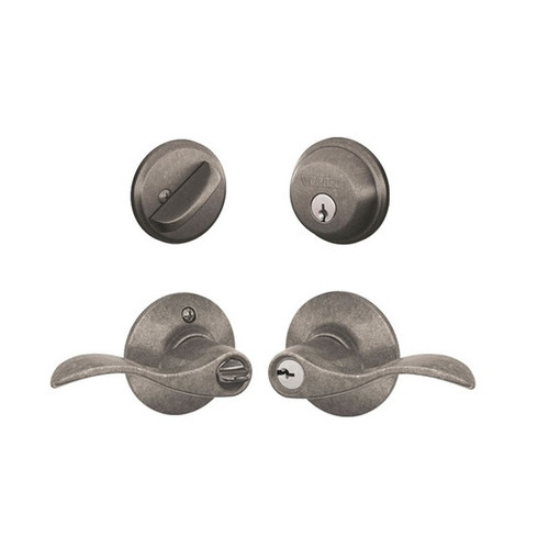 Schlage Residential FB50ACC621 Accent Lever Combo Pack Distressed Nickel Finish