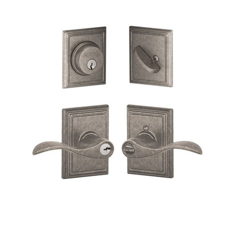 Schlage Residential FB50ACC621ADD Accent Lever and Addison Rose Combo Pack Distressed Nickel Finish