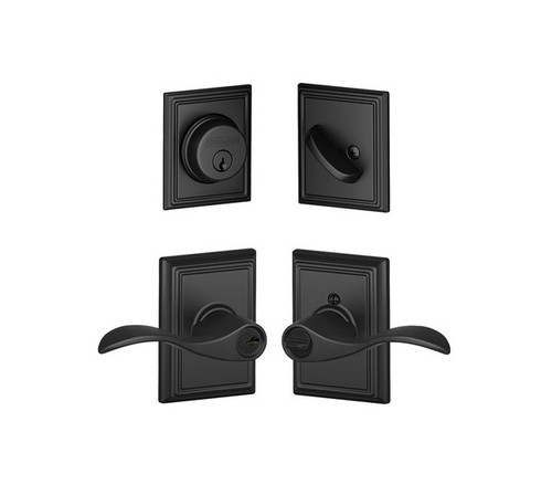 Schlage Residential FB50ACC622ADD Accent Lever and Addison Rose Combo Pack Matte Black Finish