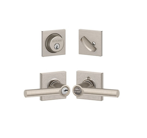 Schlage Residential FB50BRW619COL Broadway Lever with Collins Rose Combo Pack Satin Nickel Finish