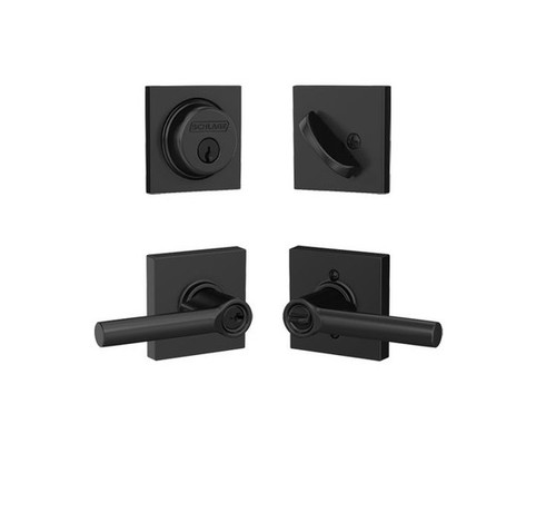 Schlage Residential FB50BRW622COL Broadway Lever with Collins Rose Combo Pack Matte Black Finish
