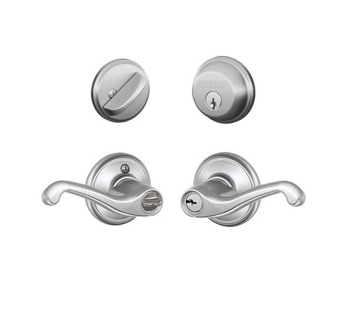 Schlage Residential FB50FLA626 Flair Lever Combo Pack Satin Chrome Finish