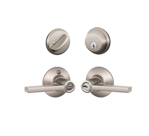 Schlage Residential FB50LAT619 Latitude Lever Combo Pack Satin Nickel Finish