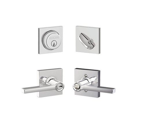 Schlage Residential FB50LAT625COL Latitude Lever with Collins Rose Combo Pack Polished Chrome Finish